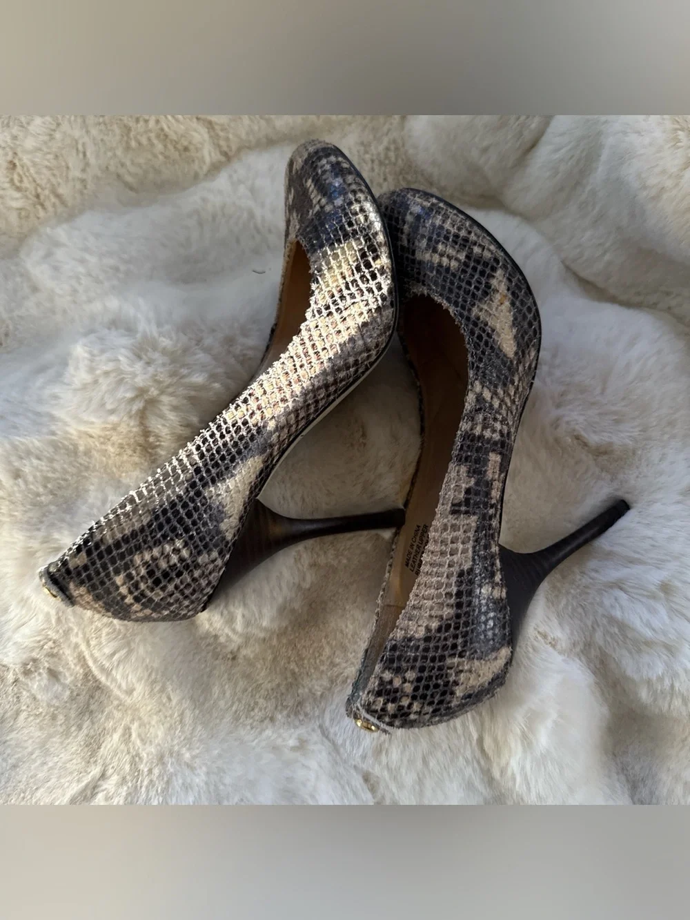 Michael Kors Snake-Print Pointed Toe Pumps in Brown and Tan